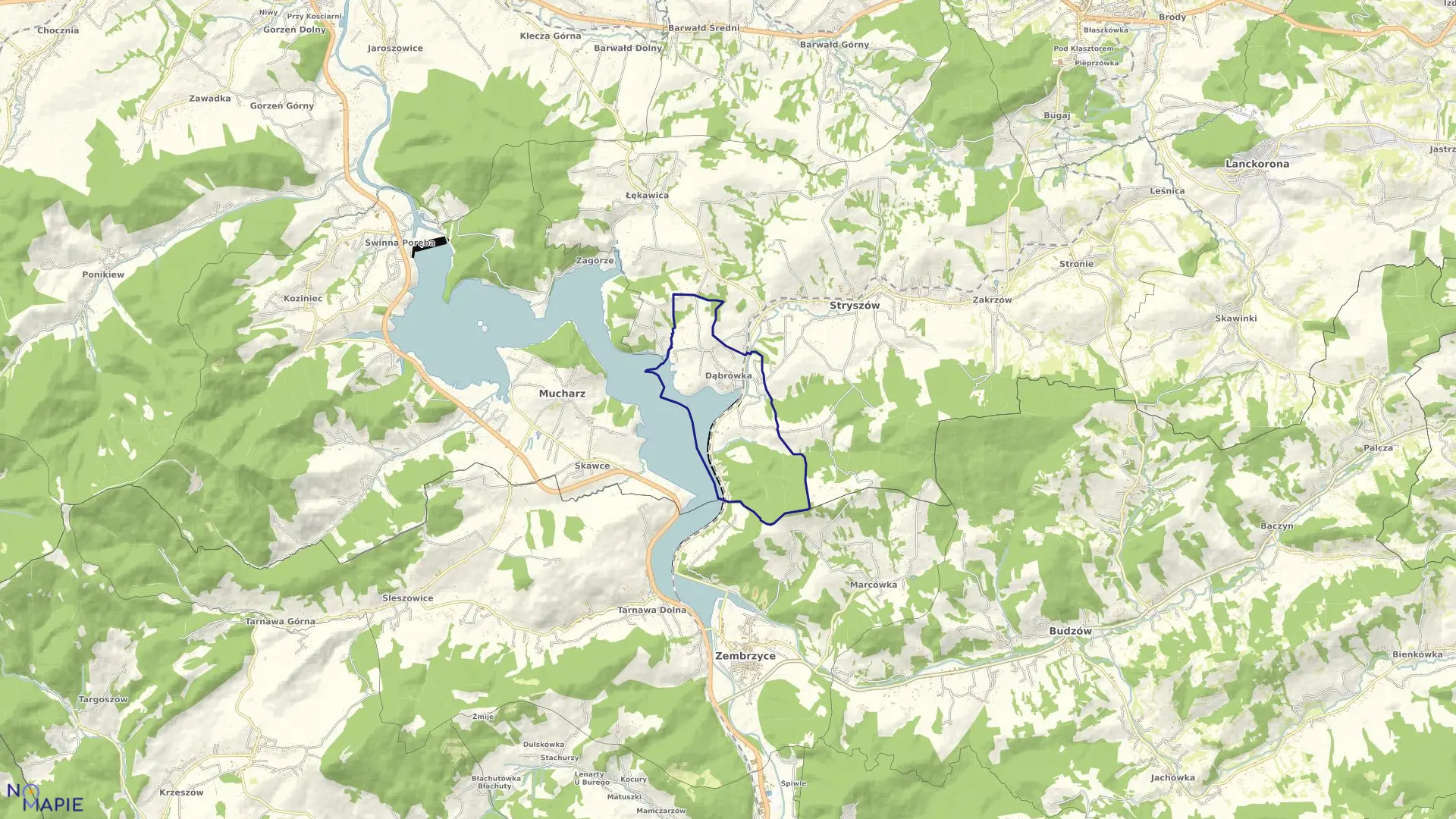 Mapa obrębu DĄBRÓWKA w gminie Stryszów