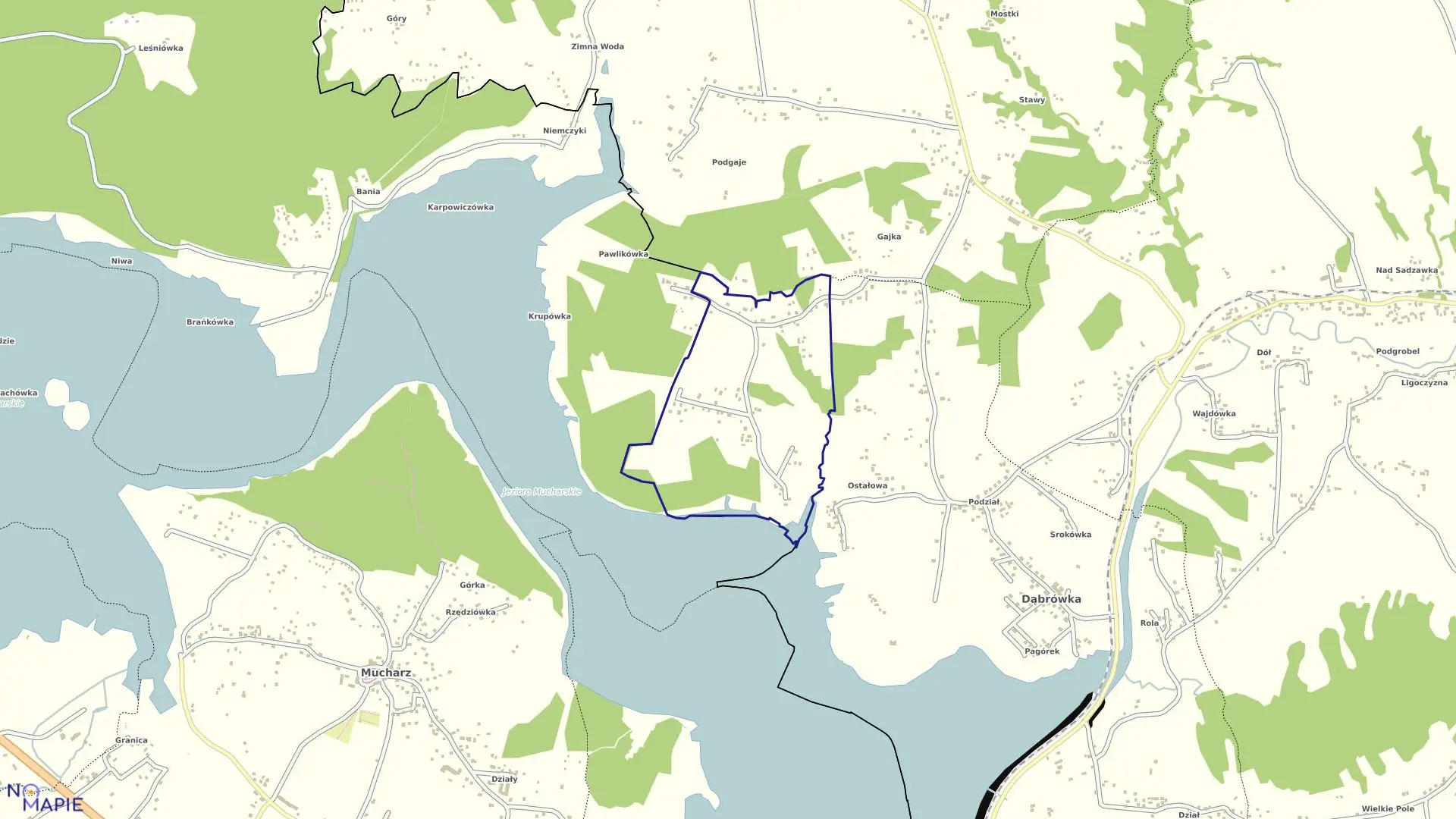 Mapa obrębu DĄBRÓWKA-OSTAŁOWA w gminie Stryszów