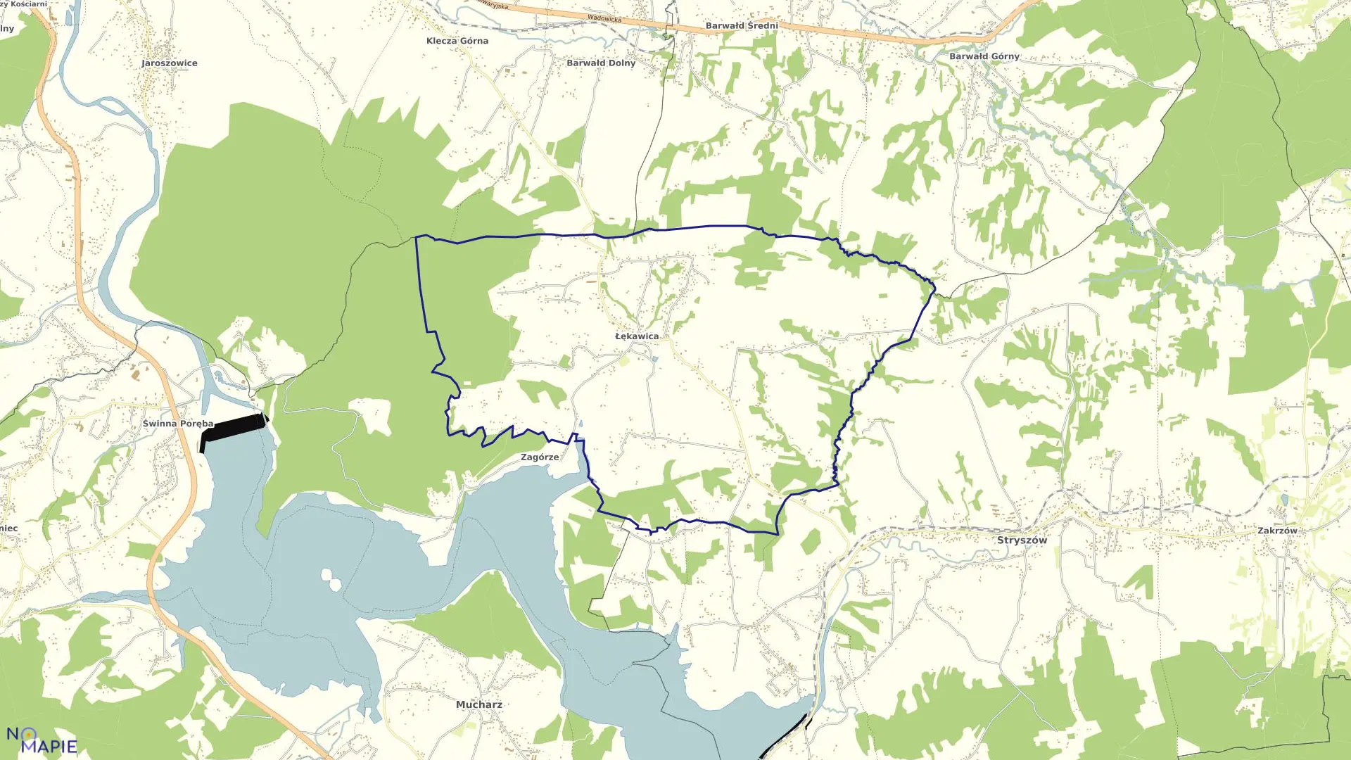 Mapa obrębu ŁĘKAWICA w gminie Stryszów