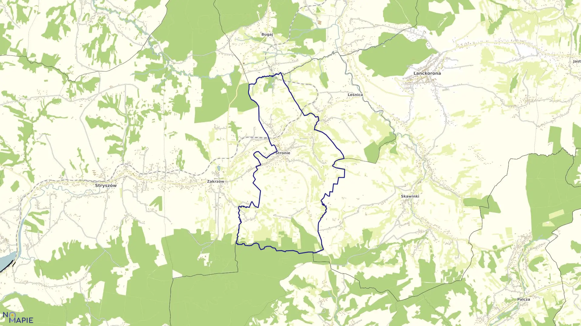 Mapa obrębu STRONIE w gminie Stryszów
