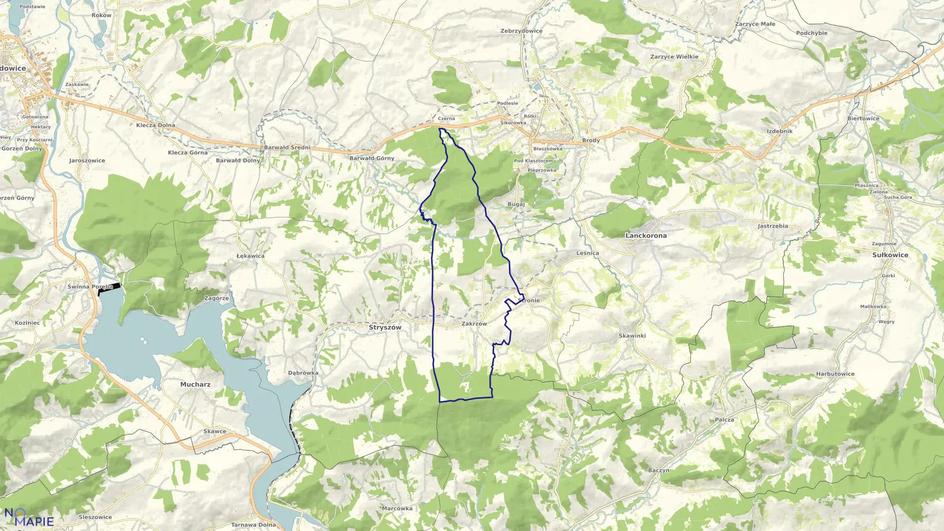 Mapa obrębu ZAKRZÓW w gminie Stryszów